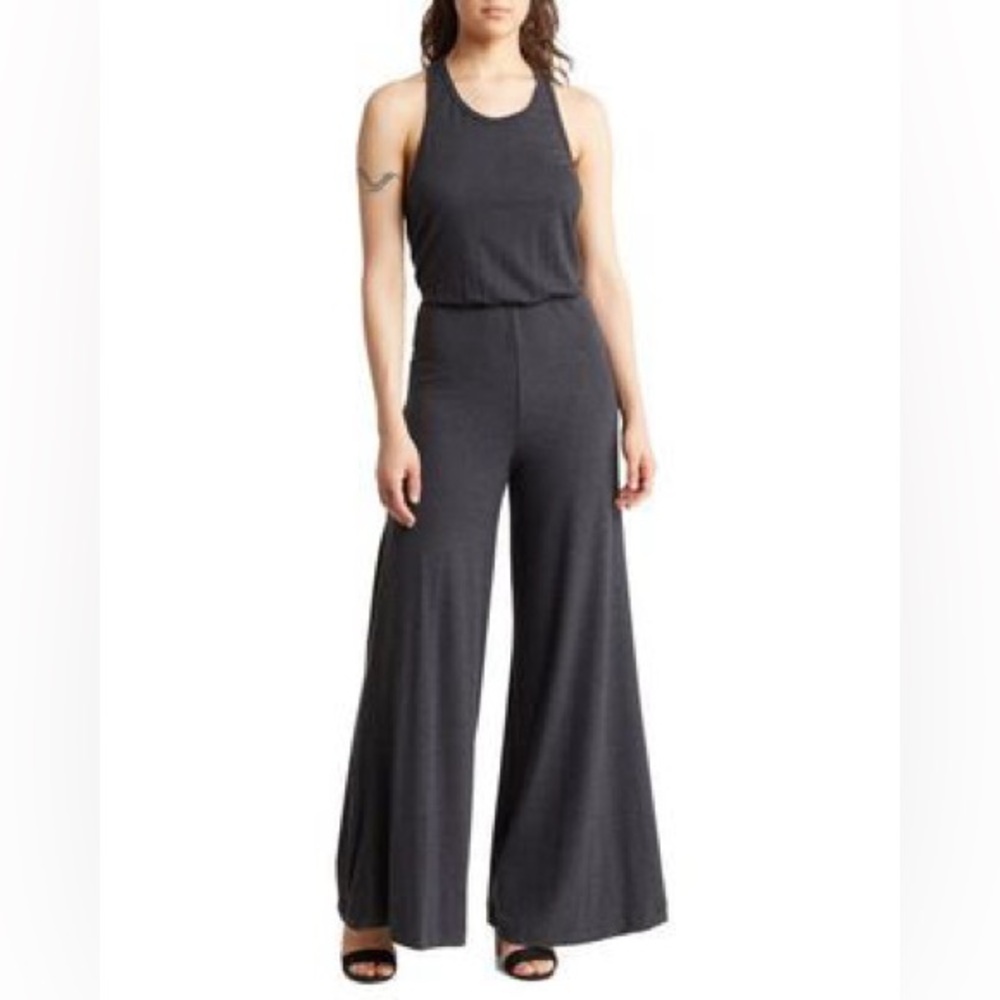 Go Couture Dark Gray Wide-Leg Jumpsuit